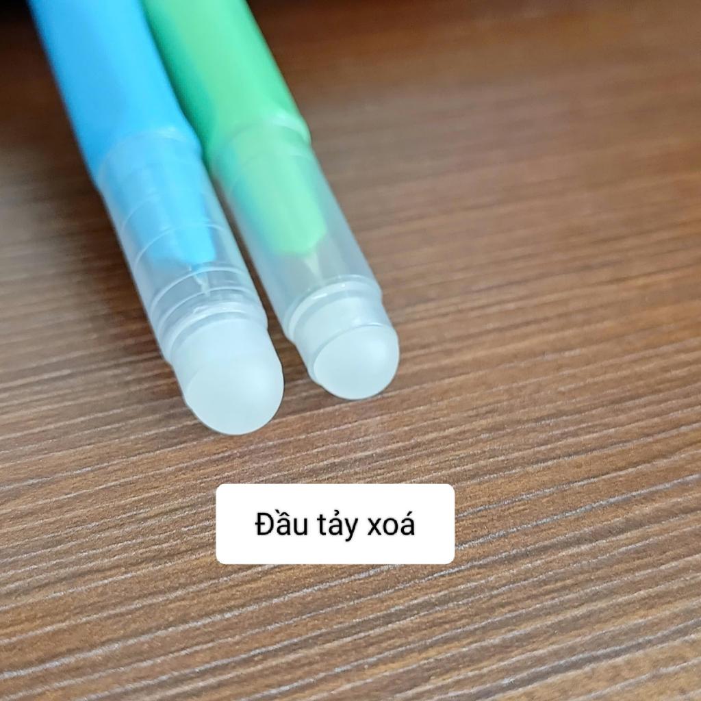 Bút Máy Bấm Xóa Được Ngòi Mài 0.38mm - Viết Êm Trơn, Tẩy Sạch, Kèm Piston Bơm Mực Cho Bé Trai & Bé Gái
