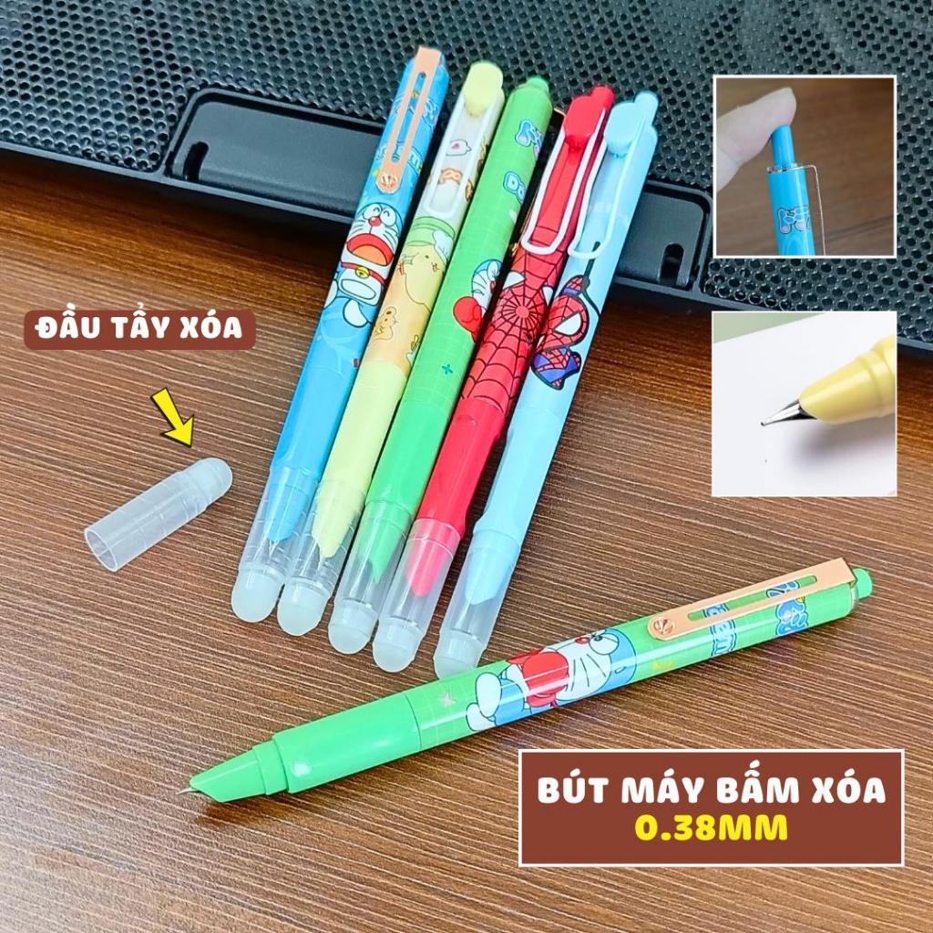 Bút Máy Bấm Xóa Được Ngòi Mài 0.38mm - Viết Êm Trơn, Tẩy Sạch, Kèm Piston Bơm Mực Cho Bé Trai & Bé Gái