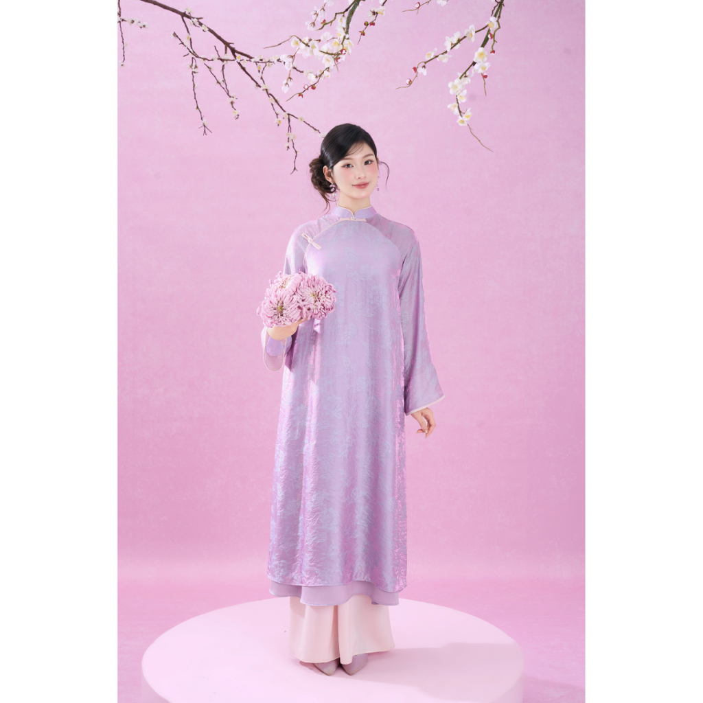 [Kèm quần lụa + khăn lụa] Áo dài thiết kế dáng suông Ánh Vân chất liệu tơ tencel cao cấp BST Phong Hoa 2026 BY L'AMME
