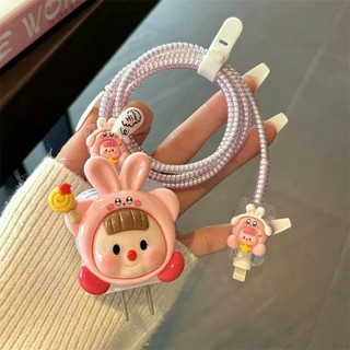 [Kirby Nơ Đỏ] Bộ phụ kiện bảo vệ củ sạc và cáp sạc PD18/20W bằng silicon cao cấp RABBI
