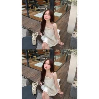 BY XIU ( CHÍNH CHỦ THIẾT KẾ ) - " Darling Set " SET VÁY 2 DÂY REN HOA KÈM ÁO CHOÀNG VOAN ( kèm quần bảo hộ )