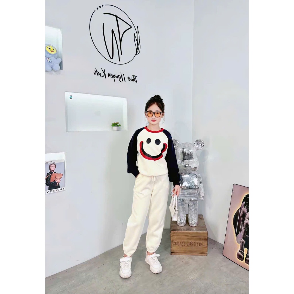 Set đồ nữ, đồ bộ nữ DONNA HCOM3276 áo phối 2 màu in hoạ tiết dễ thương mix quần suông bo gấu