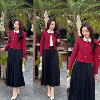 [ ẢNH THẬT + VIDEO] Áo dạ cổ tròn cúc đồng