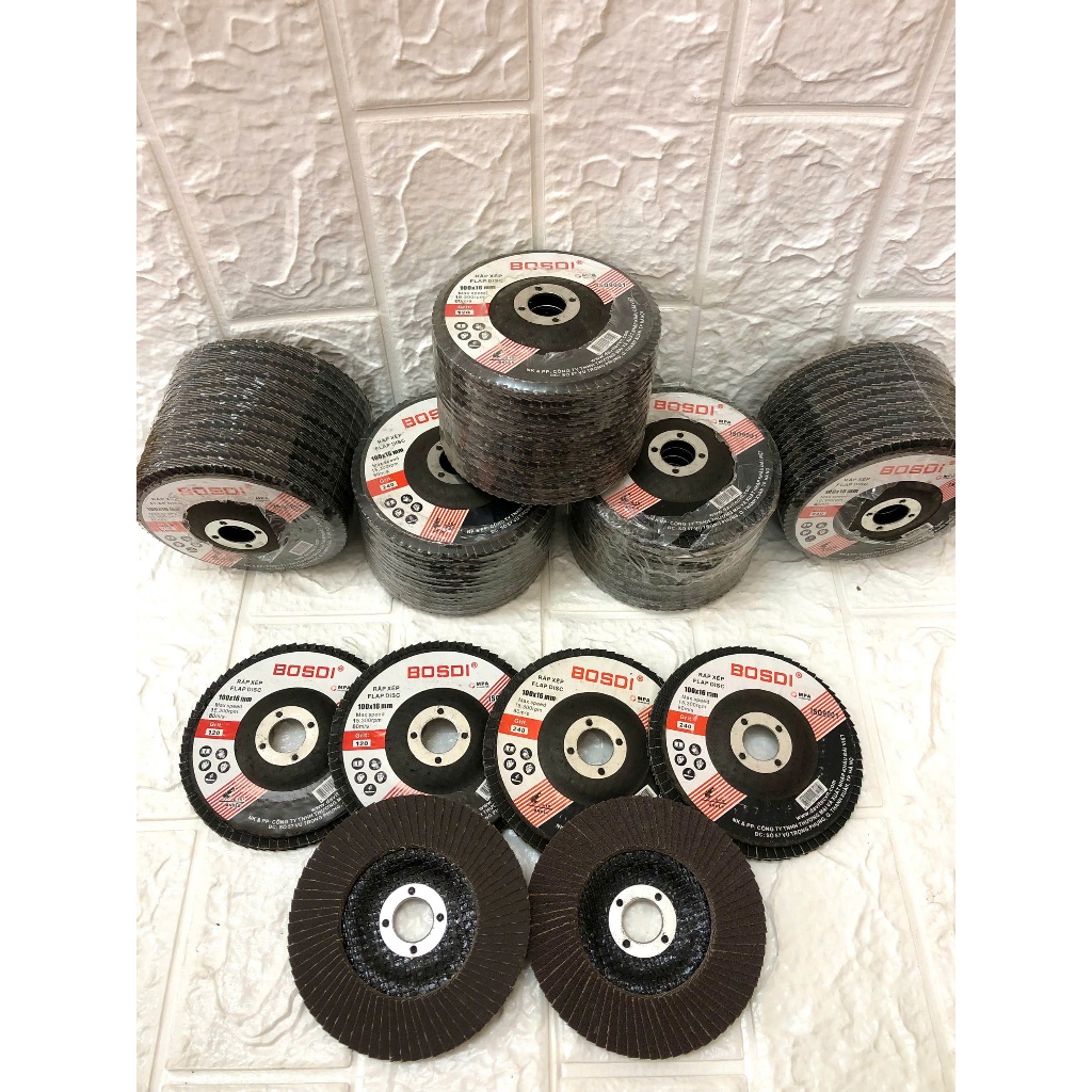 Ráp xếp/ nhám xếp BOSDI quy cách 100x16mm (4 inch), độ hạt A100, A120, A240 - 1 lốc 10 cái - Đạt tiêu chuẩn ISO9001