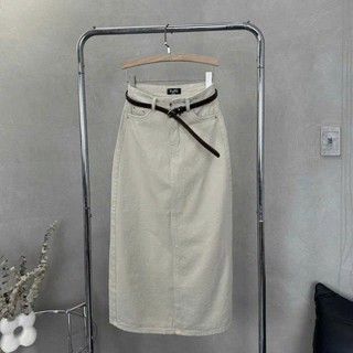 Chân váy dài Jean Bò Avo Avocado lưng cao dáng chữ A  xẻ tà độc đáo Cạp cao Ulzzang