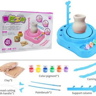 [Sale 50%]  Máy Xoay Làm Gốm Thủ Công Mini Cho Bé, Đồ Chơi Handmade Thỏa Sức Sáng Tạo Kèm Đất Sét