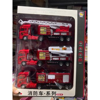 Bộ 3 Xe Cứu Hỏa Đồ Chơi Cho Bé – Xe Thang, Xe Bồn, Xe Cứu Hộ Mô Phỏng – Chạy Trớn Không Dùng Pin