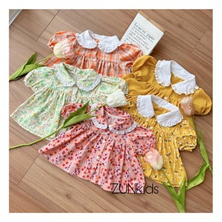 Áo Hoa Nhí Bé Gái Cổ Sen Tay Bồng – Cotton Thô Thoáng Mát, Form Rộng Dễ Thương
