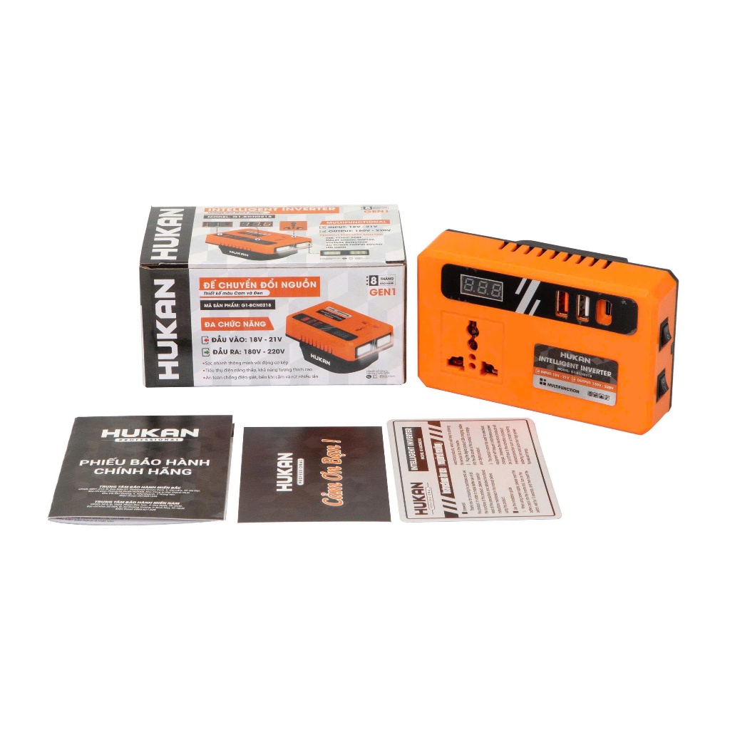Hukan Đế Chuyển Đổi Nguồn Điện G1-BCN0218 Biến Tần 21V Sang 220V Hỗ Trợ USB 5V & Jack DC 12V Cho Quạt Mini Bóng Đèn LED