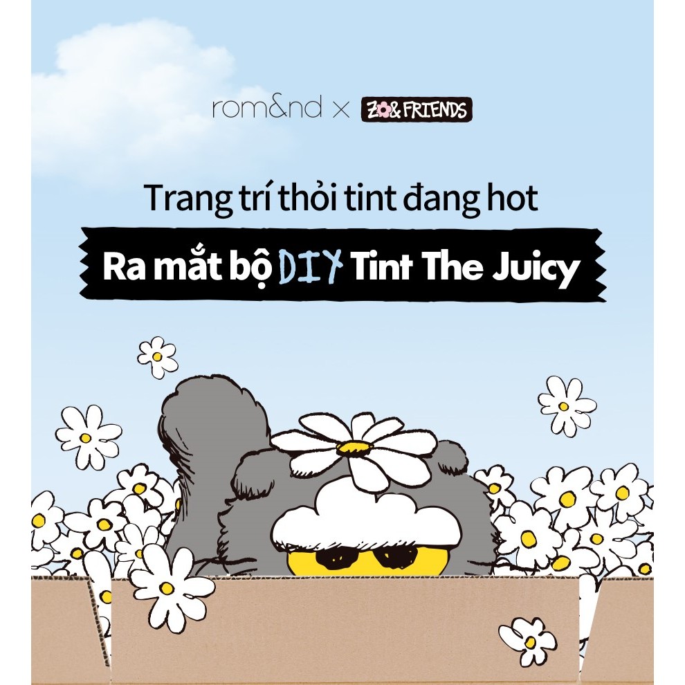 [ZOA Collection] [Romand X ZO&FRIENDS] (Set DIY) Son Tint lì cho môi căng mọng The Juicy Lasting Tint