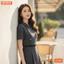 Đầm thiết kế BEMINE cổ sen đính đá tùng xếp ly phù hợp đi tiệc-B144