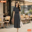 Đầm thiết kế BEMINE cổ sen đính đá tùng xếp ly phù hợp đi tiệc-B144