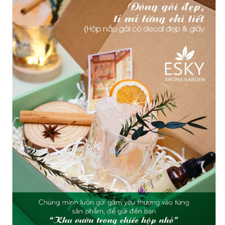 Set Quà Tặng Nam Nữ Ly Đá Khuếch Tán Tinh Dầu Thơm Phòng ESKY AROMA GARDEN (12 mùi)
