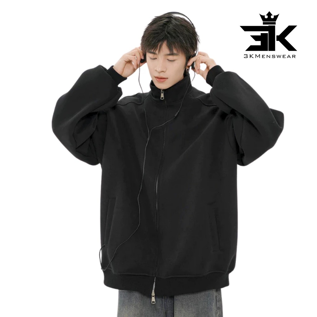 Áo khoác nỉ 2 da, áo khoác zip from boxy Unisex có 3 màu trẻ trung năng động