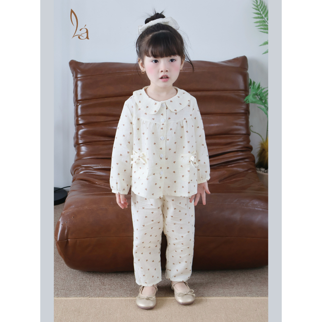 Pijama cho bé gái dài tay xô cotton Lá Homewear A166, bộ dài tay cho bé babydoll mềm mát bốn mùa
