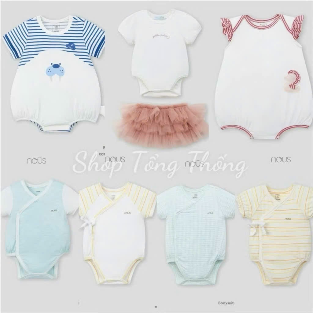 NOUS BODYSUIT CỘC TAY, SET 2 BODYSUIT CỘC TAY CHO BÉ CHẤT MỀM MỊN, THOÁNG MÁT SIZE ĐẾN 0M 3M 6M 9M
