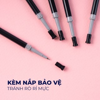 [TẶNG BÚT] Combo 10 20 Ruột Bút Gel Bấm 0.5mm Ngòi ST 2 Bi Viết Trơn Thay Bút Gel Bấm Mực Xanh Đen Lâu Hết CL-GR104