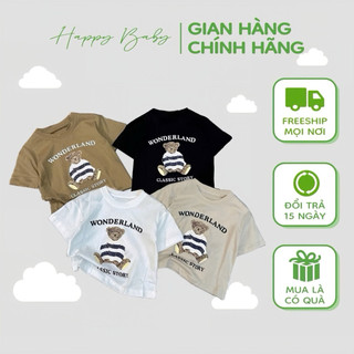 Áo Thun Cotton Trẻ Em – Áo Phông Bé Trai Bé Gái 4 Mùa Thấm Hút Mồ Hôi Size 6–38kg #mhkids.happy