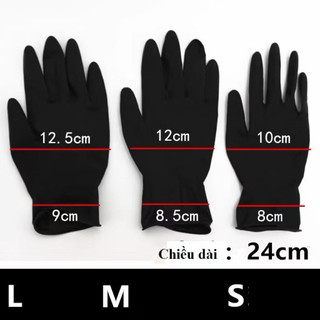 Bao tay đen nhuộm tóc , bao tay cao su dày, găng tay nhuộm hóa chất chuyên dùng cho salon 20 cái/hộp