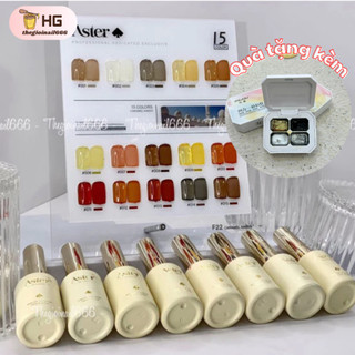 [TẶNG KÈM SET DẶM 4 MÀU] Set Gel Thạch Hổ Phách ASTER 15ml (Chai Lớn) | Màu Trong Veo, Hiệu Ứng Vân Đá Sang Trọng