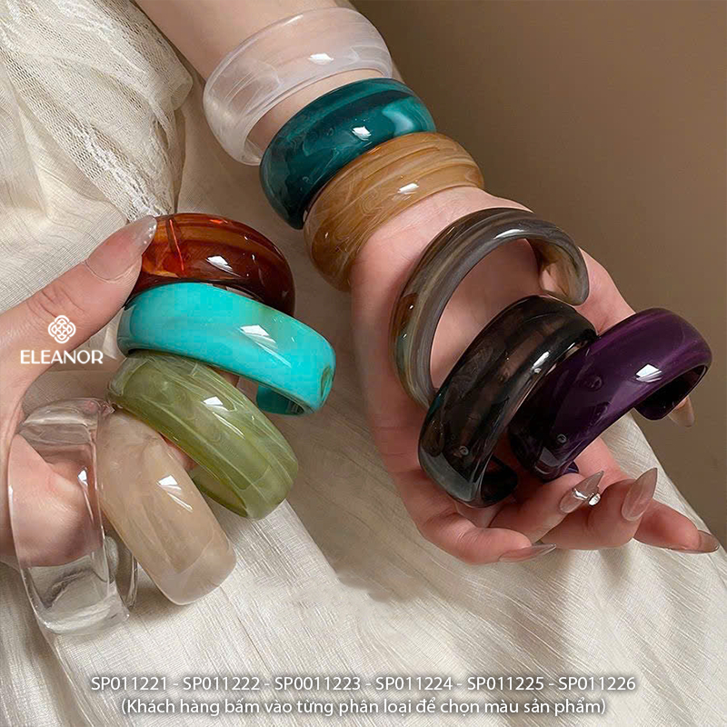 Vòng tay nữ arcylic Eleanor Accessories phối trơn nhiều màu phụ kiện trang sức lắc tay basic 11221