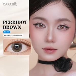 Kính áp tròng khoá ẩm 8H 1 Tháng Màu Nâu Khói Pha Lục Bảo CARASE, Lens cận PERRIDOT BROWN