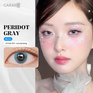 Kính áp tròng khoá ẩm 8H 1 Tháng Màu Xám Dịu Pha Ánh Xanh Lục Bảo CARASE, Lens cận PERIDOT GRAY