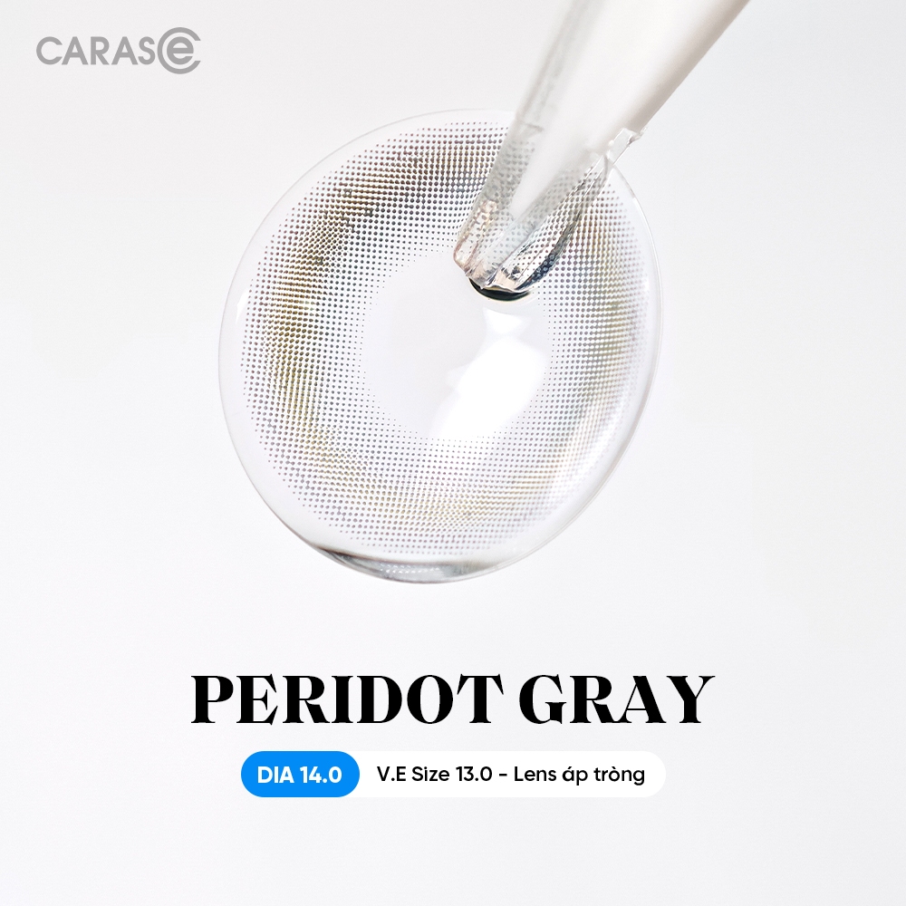 [1 chiếc] Kính áp tròng khoá ẩm 8H 1 Tháng Màu Xám Dịu Pha Ánh Xanh Lục Bảo CARASE, Lens cận PERIDOT GRAY