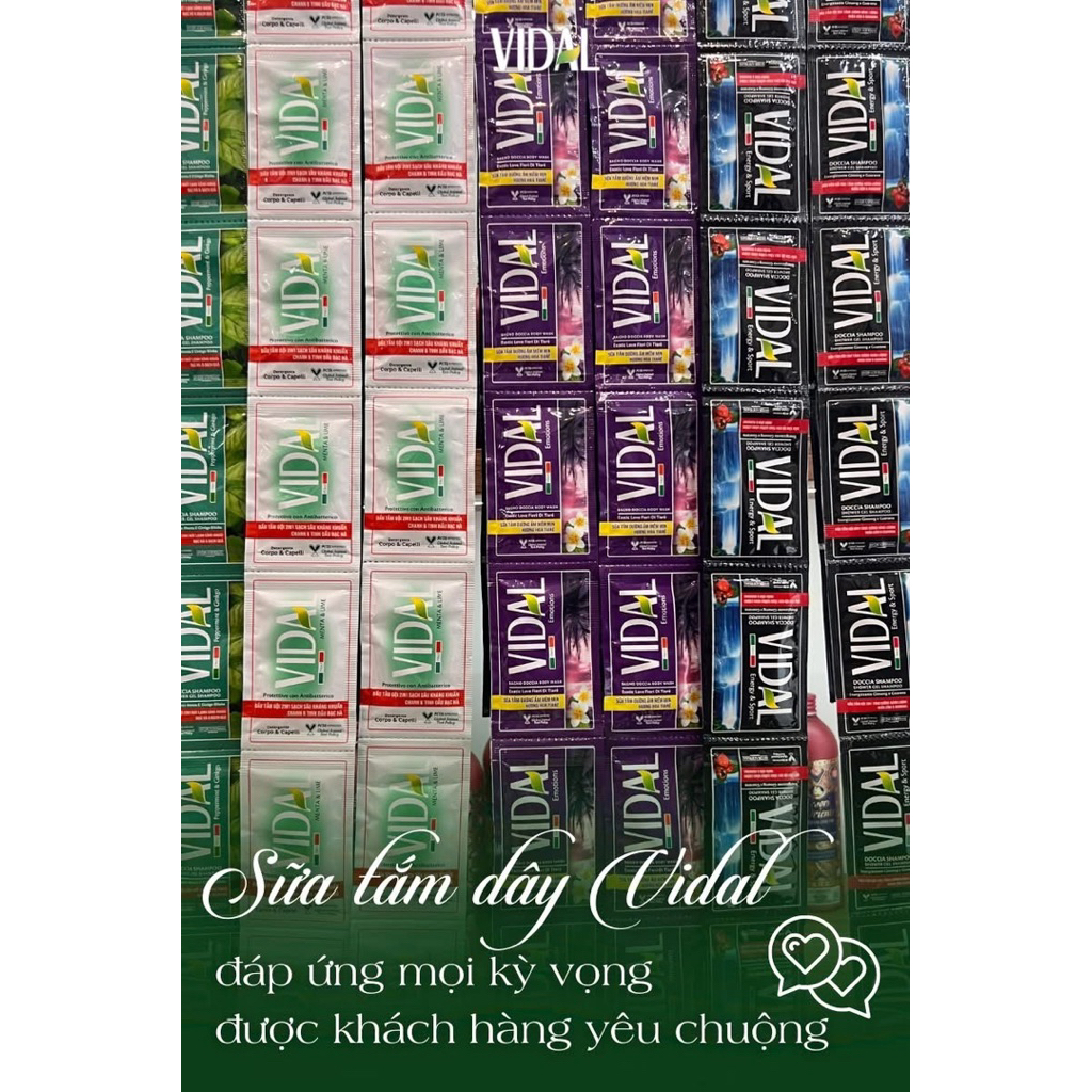 Sữa tắm 2in1 gội tắm Vidal 9ml dạng gói du lịch tiện lợi [hoả tốc]
