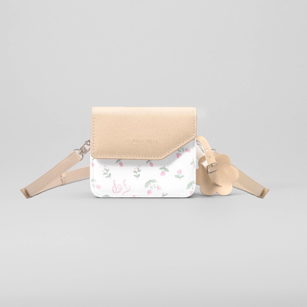 Túi Xách Da PU Mini Hera Đeo Chéo Nam Nữ Đi Chơi Tiệc Hoa Nhí Dễ Thương | FLORAL PINK
