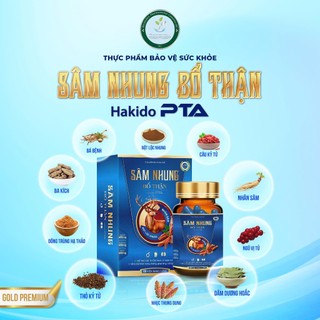 Sâm Nhung Bổ Thận Hakido-PTA - Hỗ trợ tăng cường sinh lực, Bổ thận tráng dương, Mạnh gân cốt Hộp 30 viên