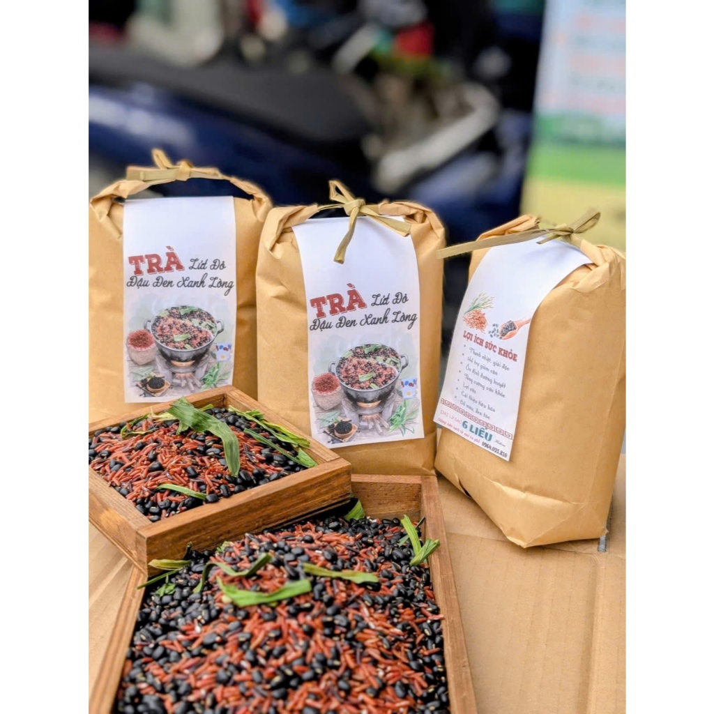 1kg Trà Gạo Lứt Đậu Đen xanh lòng rang sẵn - thải độc gan, làm đẹp da, ổn định đường huyết, giảm cân, lợi sữa