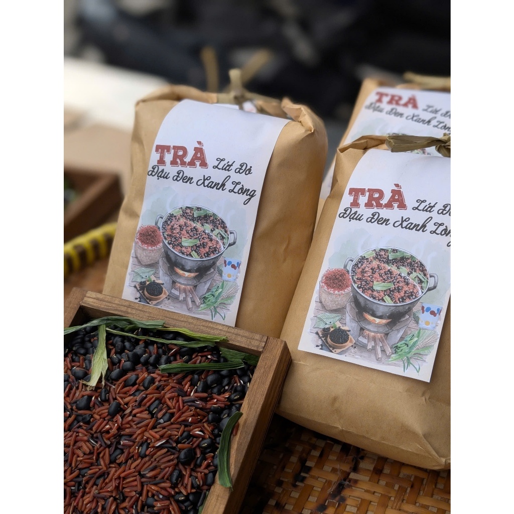 1kg Trà Gạo Lứt Đậu Đen xanh lòng rang sẵn - thải độc gan, làm đẹp da, ổn định đường huyết, giảm cân, lợi sữa