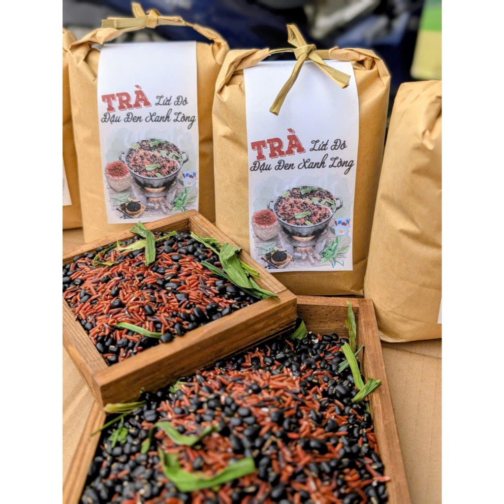 1kg Trà Gạo Lứt Đậu Đen xanh lòng rang sẵn - thải độc gan, làm đẹp da, ổn định đường huyết, giảm cân, lợi sữa