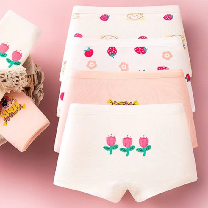 Set 4 Quần Lót Đùi Bé Gái - Chip Đùi Bé Gái Cotton Cao Cấp Co Giãn Thoải Mái Nhiều Mãu Đẹp ZANABRA