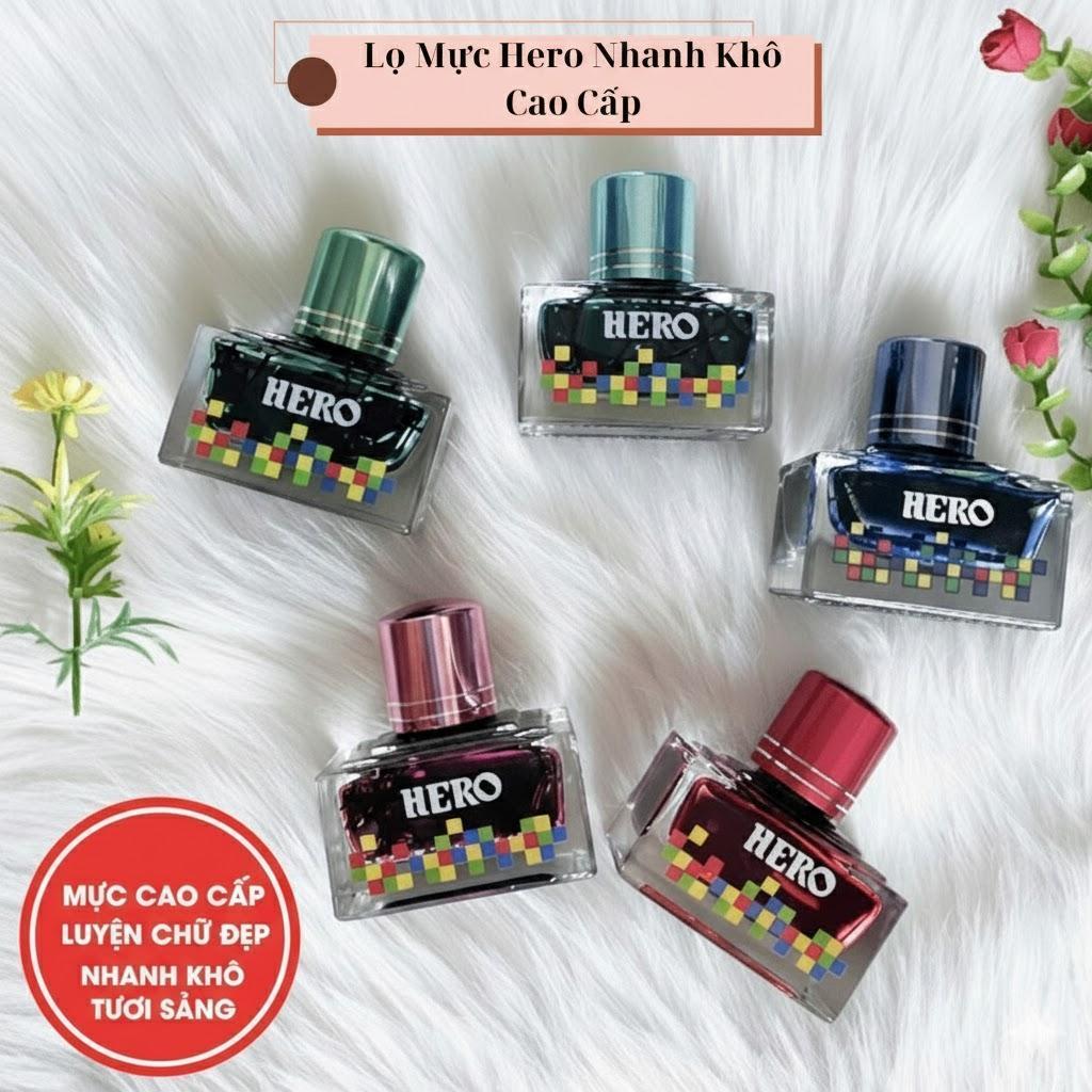 Lọ Mực Bút Máy Hero Cao Cấp 40ml - Mực Nhanh Khô, Không Lắng Cặn, Nhiều Màu Sắc Đẹp Cho Học Sinh & Văn Phòng