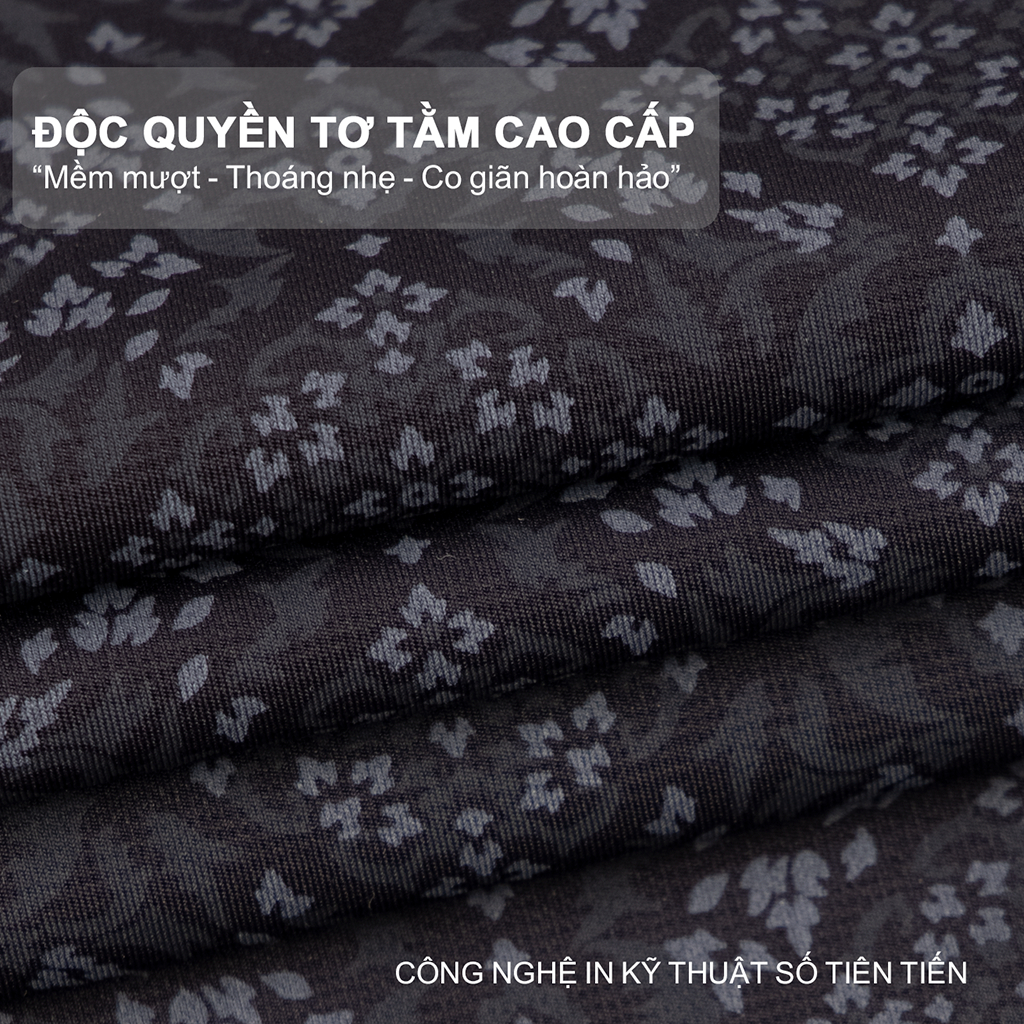 Áo polo nam MASCULINE APL601 họa tiết in cao cấp vải silk nylon mát lạnh dáng regular fit