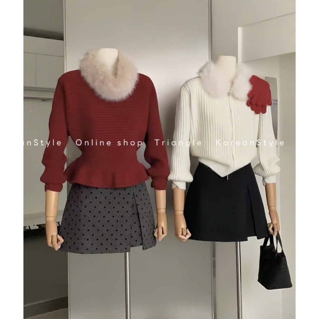 TRIANGLE - BeU Skirt (Cân nhắc kỹ, return is not welcomed)- Chân váy dạ dáng ngắn chữ A xẻ nhẹ dễ mặc
