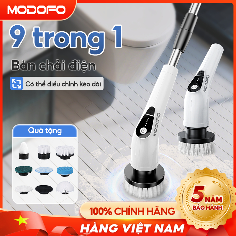 MODOFO Không Dây Chổi Cọ Điện Sạch (9 đầu cọ) thuận lợi Mọi Ngóc Ngách Sử Dụng,Máy Cọ Nhà Vệ Sinh,Chổi Cọ Bồn Cầu Đa Năn