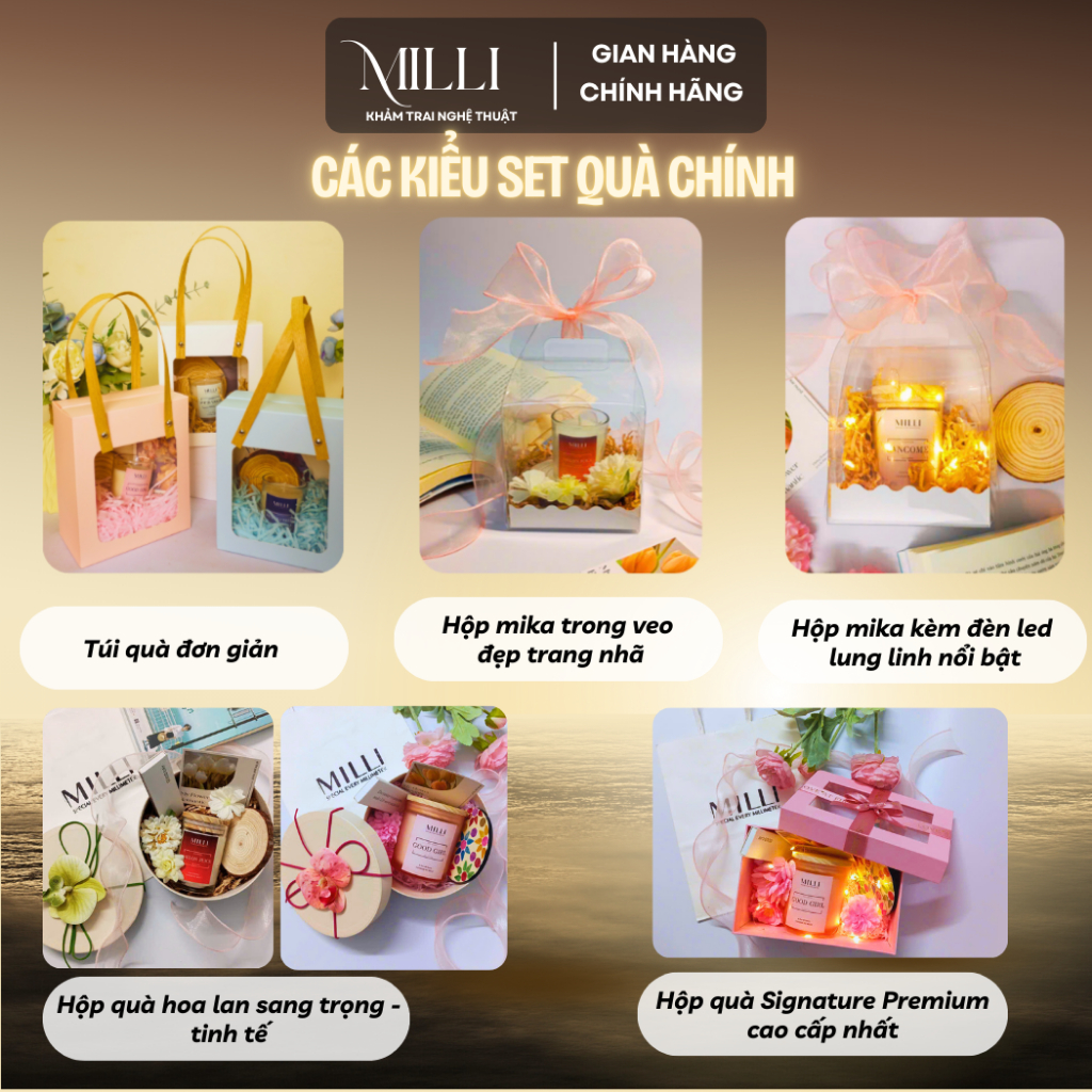 Set quà nến thơm sang trọng MILLI, quà tặng sinh nhật, giáng sinh, 14/2, 8/3, tặng bạn bè, người yêu, thầy cô, đối tác,.