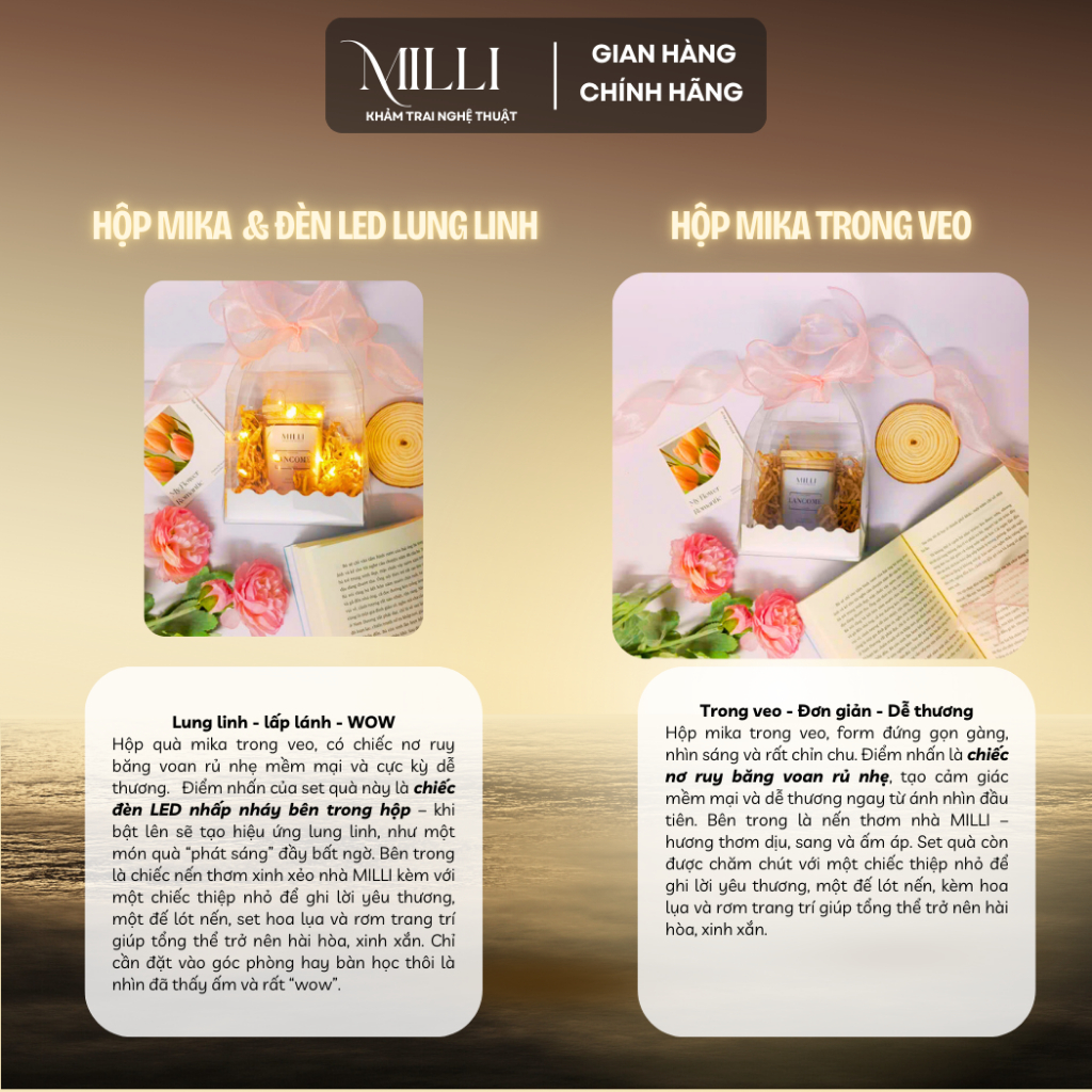 Set quà nến thơm sang trọng MILLI, quà tặng sinh nhật, giáng sinh, 14/2, 8/3, tặng bạn bè, người yêu, thầy cô, đối tác,.