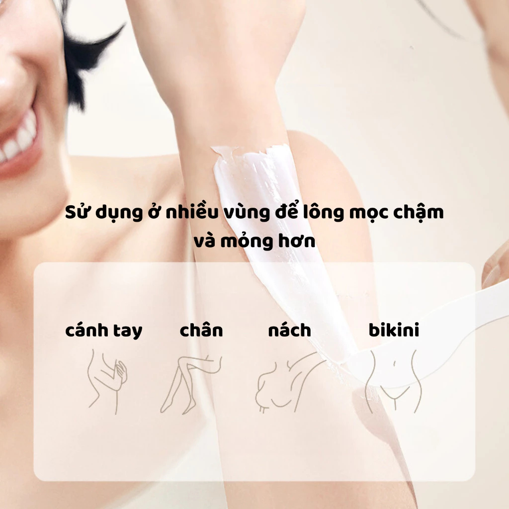 Kem Tẩy Lông Ức Chế Mọc Lông, Kem Triệt Lông Không Gây Kích Ứng Tẩy Sạch Lông Nách Tay Chân Bikini Dễ Sử Dụng