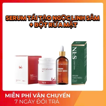 Combo sạch mụn nám Ngọc Linh Sâm - serum thảo dược tái tạo da và bột rửa mặt Ngọc Linh Sâm