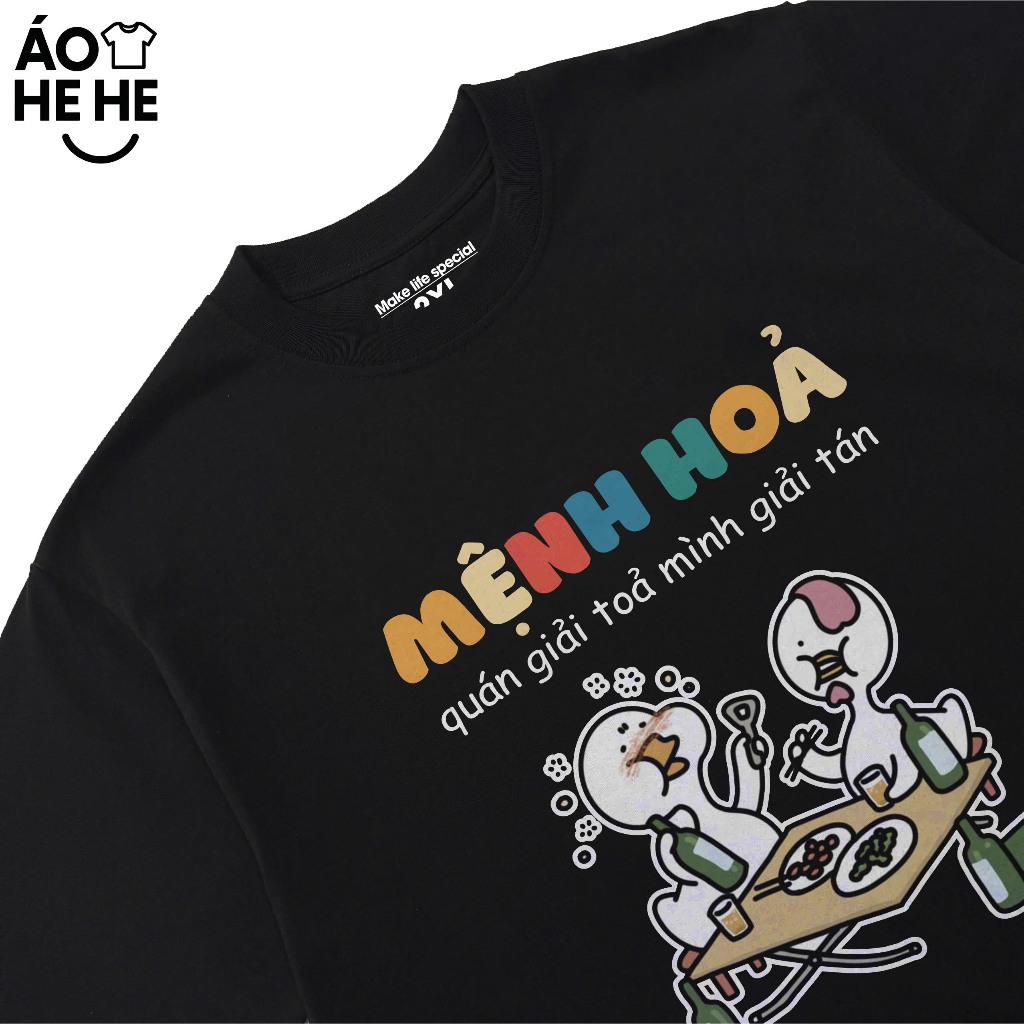 Áo Thun Ăn Nhậu Mệnh Hỏa Quán Giải Tỏa Thì Mình Giải Tán Câu Nói Text Dân Nhậu Form Rộng Cotton 230gsm