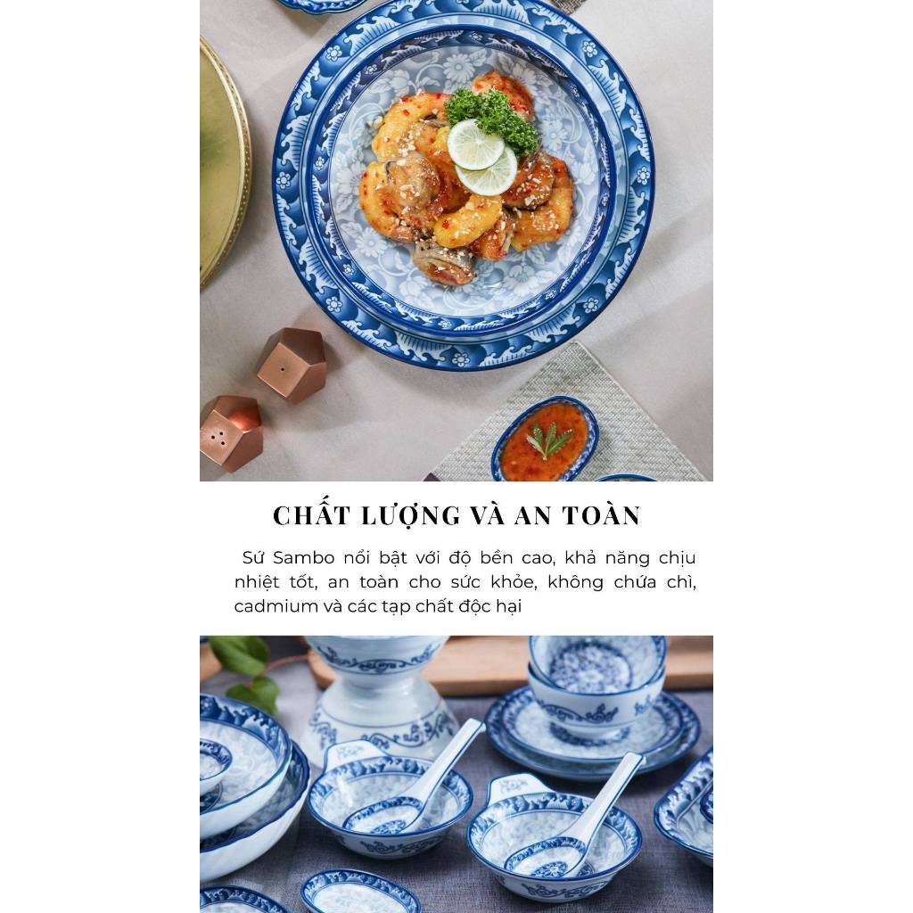 Bát đĩa sứ hoa văn cung đình, bát đĩa thờ cúng cao cấp Hàn Quốc Sambo các loại - Thái Dương Gia