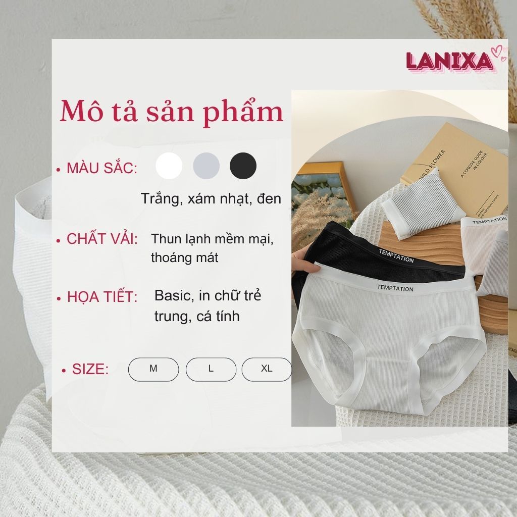 Quần lót nữ cotton thun lạnh mềm mại cạp vừa tôn dáng - Quần chip nữ đáy lót 2 lớp kháng khuẩn LY08