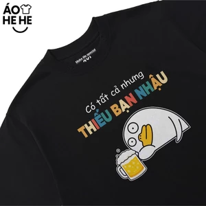Áo Thun In Chữ Hài Hước Thiếu Bạn Nhậu Nói Text Dân Nhậu Form Rộng Cotton 230gsm