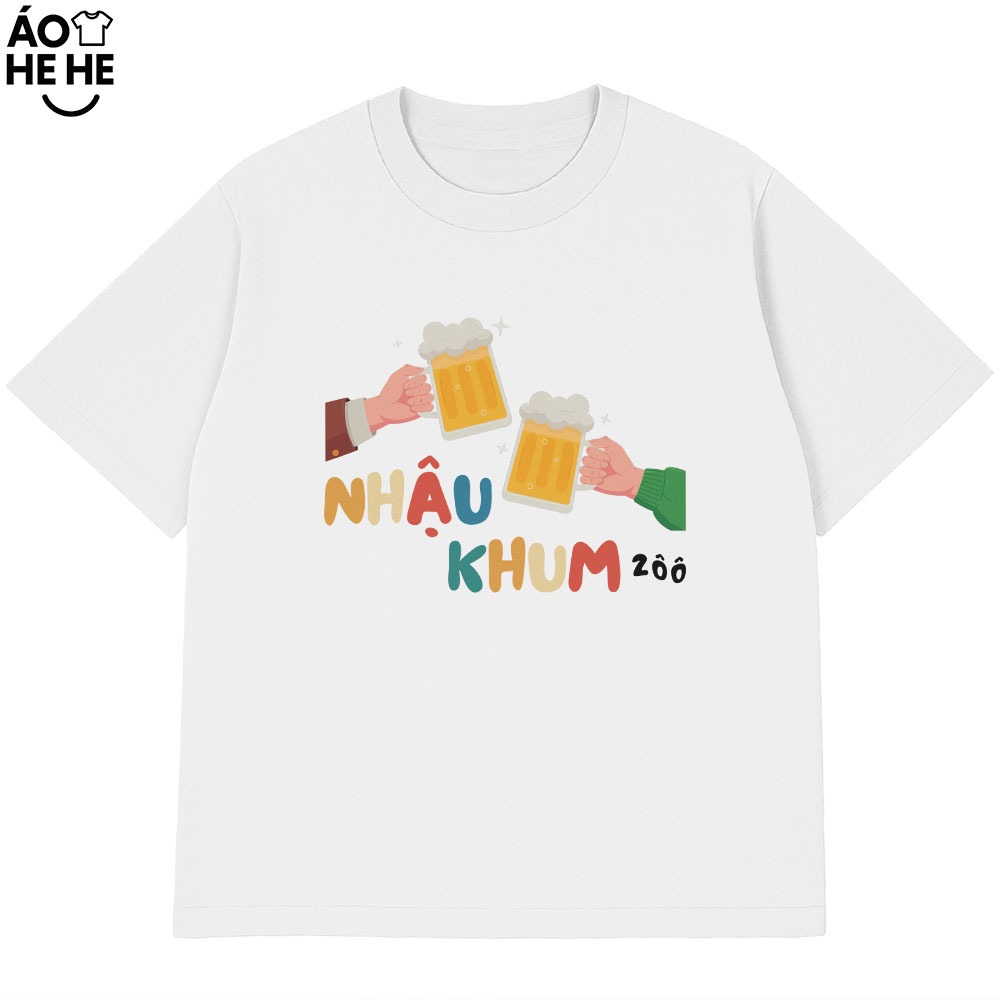 Áo Thun In Chữ Hài Hước Nhậu Khum zoo Câu Nói Text Dân Nhậu Form Rộng Cotton 230gsm