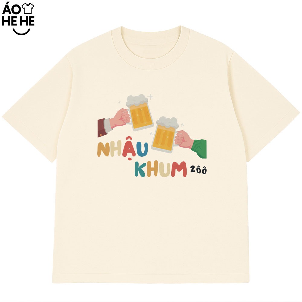 Áo Thun In Chữ Hài Hước Nhậu Khum zoo Câu Nói Text Dân Nhậu Form Rộng Cotton 230gsm