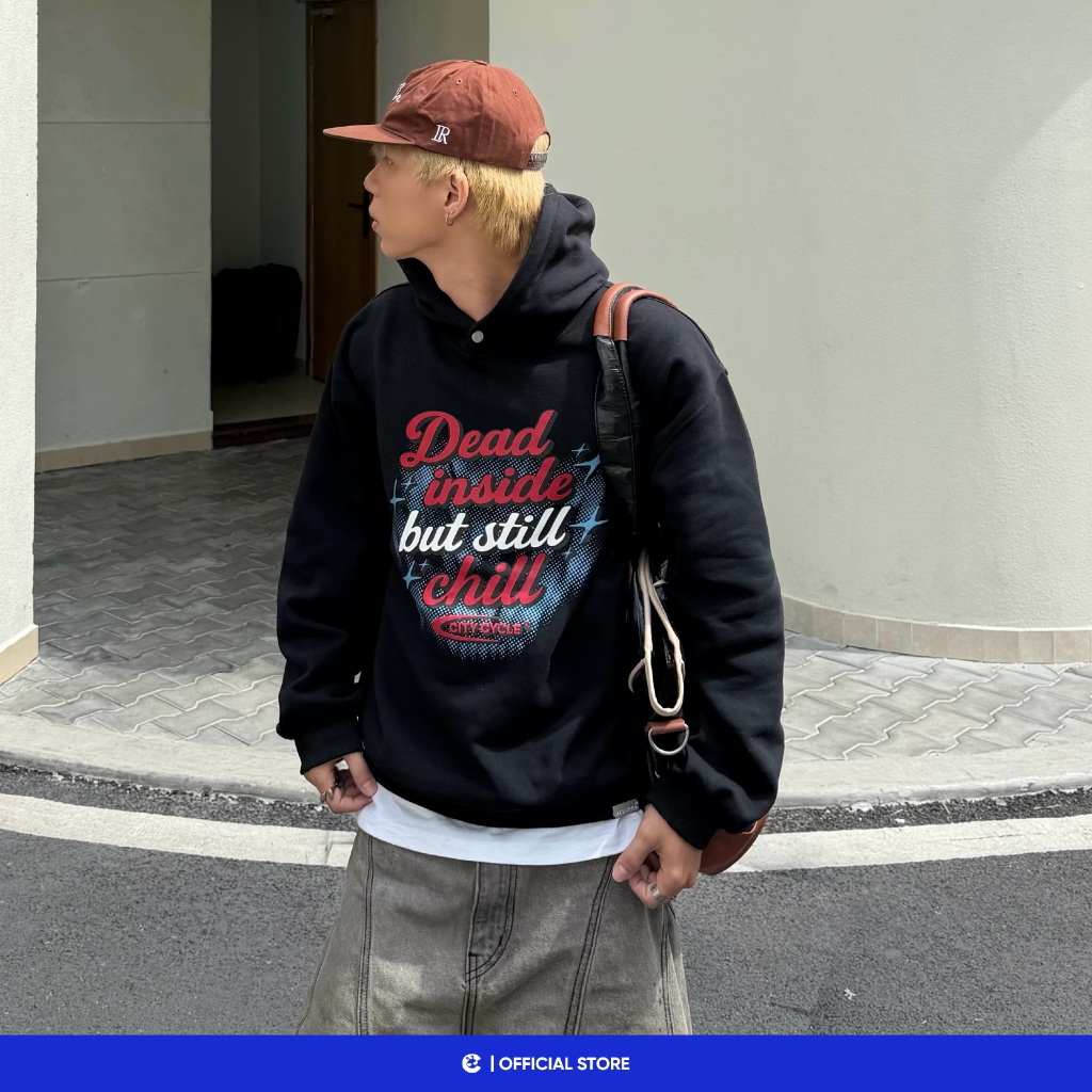 Áo hoodie nỉ bông mùa đông nam nữ boxy Local Brand Chính Hãng City Cycle Áo hoodie Dead Inside